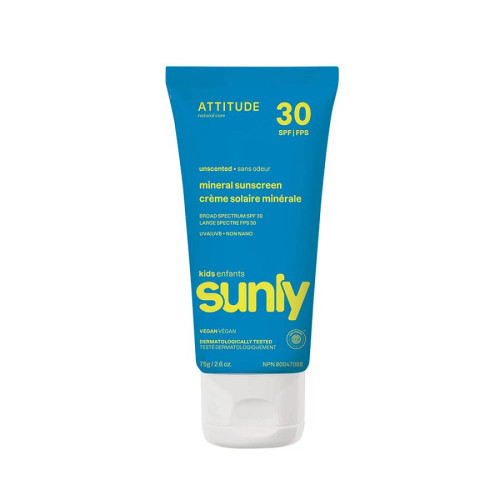 Attitude Sunly Kids Unscented SPF 30 Mineral Sunscreen 2.6 oz.