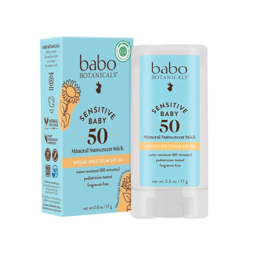 Babo Botanicals Sensitive Baby Mineral Sunscreen Stick SPF 50 0.6 oz.