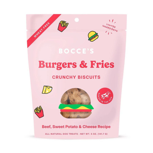 Bocce's Bakery Burgers & Fries Dog Biscuits 5 oz.