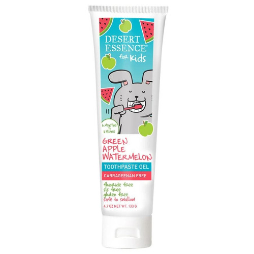 Desert Essence Kids Green Apple Watermelon Carrageenan Free Toothpaste Gel 4.7 oz