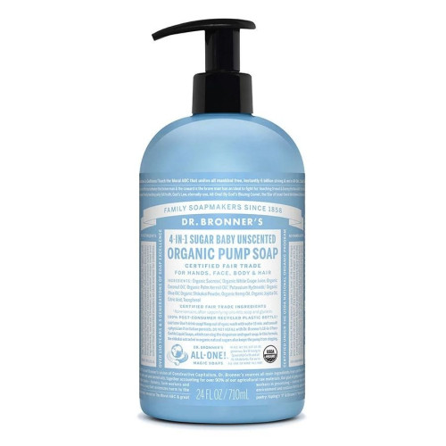 Dr. Bronner's Organic Sugar Baby Unscented 4-in-1 Sugar Soap 24 fl. oz.
