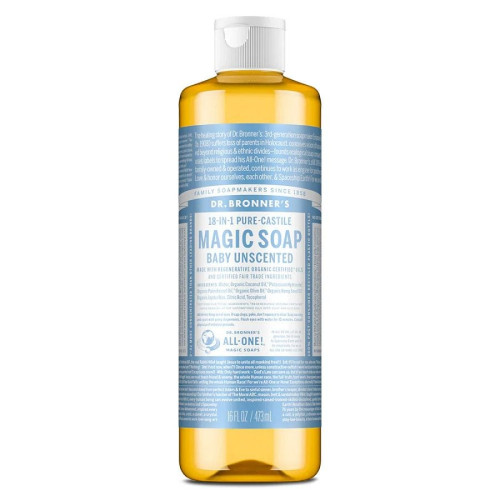 Dr. Bronner's 18-in-1 Pure-Castile Baby Unscented Soap 16 fl. oz.