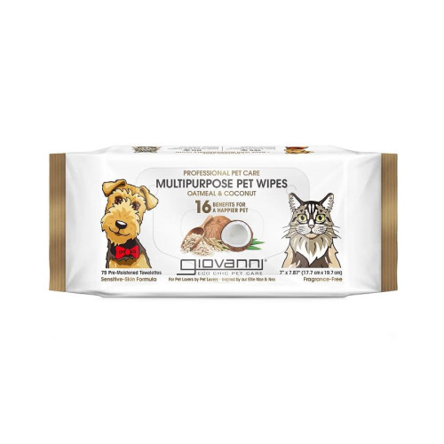 Giovanni Oatmeal & Coconut Professional Pet Care Multipurpose Wipes 75 count