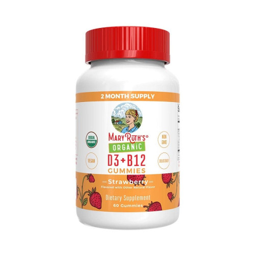 MaryRuth's Strawberry Organic D3 + B12 Gummies 60 count