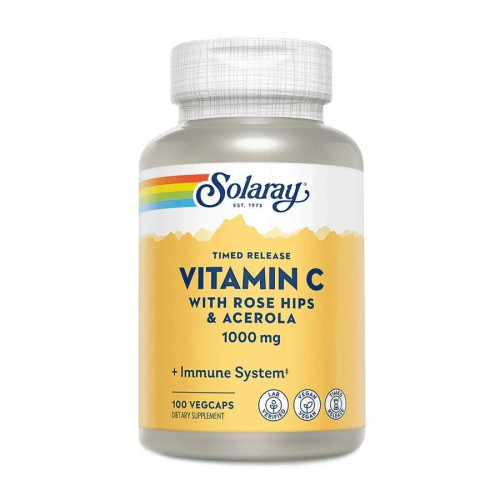 Solaray Time Release Vitamin C with Rose Hips & Acerola 100 VegCaps