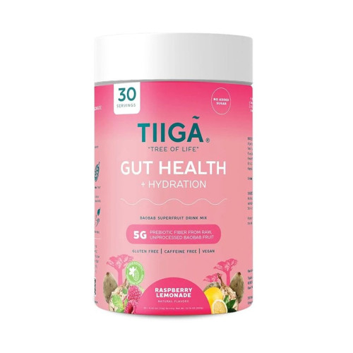 Tiiga Raspberry Lemonade Gut Health + Hydration 12.7 oz. canister (30 servings)