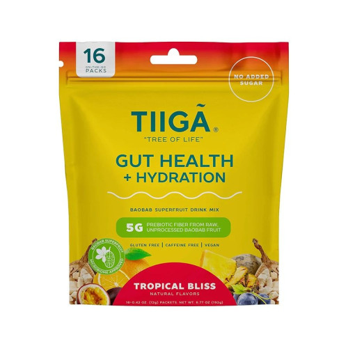 Tiiga Tropical Bliss Gut Health + Hydration 16 (0.42 oz.) packets