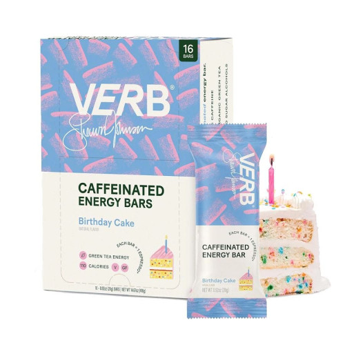 Verb Energy Birthday Cake Caffeinated Energy Bars 16 count