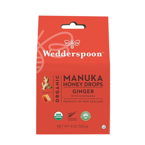 Wedderspoon Organic Ginger with Echinacea Manuka Honey Drops 4 oz.