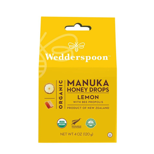 Wedderspoon Organic Lemon with Bee Propolis Manuka Honey Drops 4 oz.