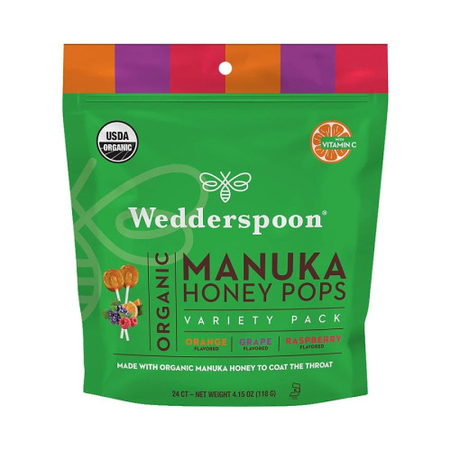 Wedderspoon Organic Manuka Honey Pops Variety Pack 24 count